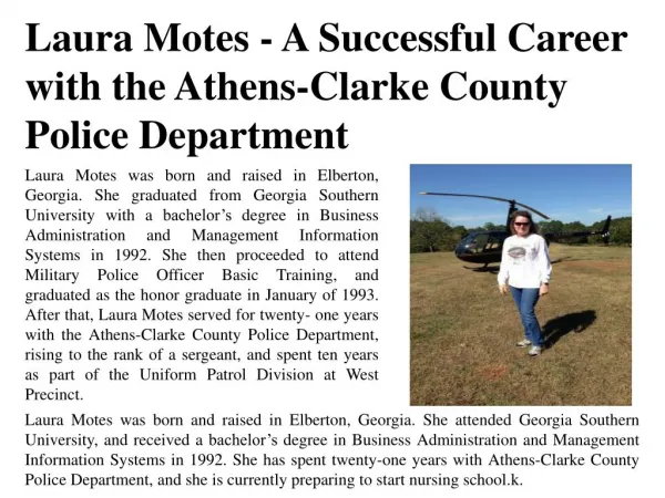 Laura Motes - A Successful Career with the Athens-Clarke County Police Department