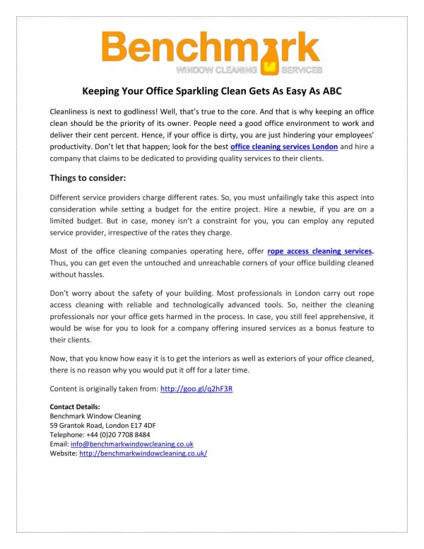 Keeping Your Office Sparkling Clean Gets As Easy As ABC