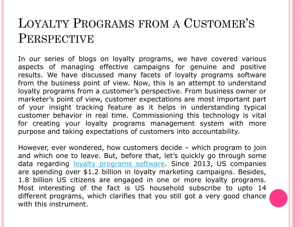 loyalty programs from a customer s perspective
