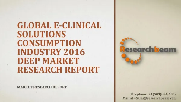 Global eClinical Solutions Consumption Industry 2016 Deep Market Research Report