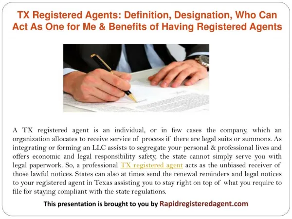 TX Registered Agents: Definition, Designation, Who Can Act As One for Me & Benefits of Having Registered Agents