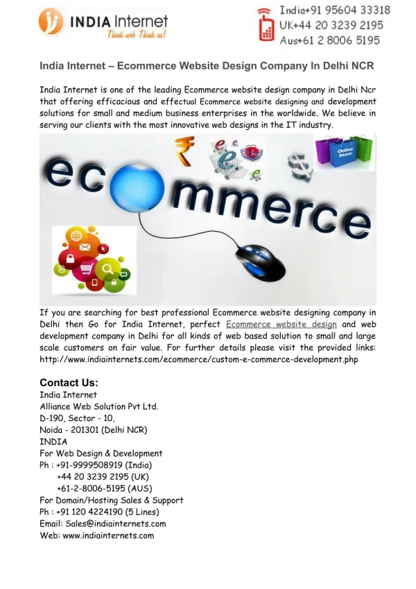 Ecommerce Website Design Company In Delhi NCR