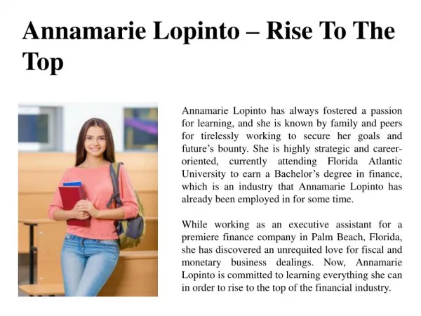 Annamarie Lopinto – Rise To The Top