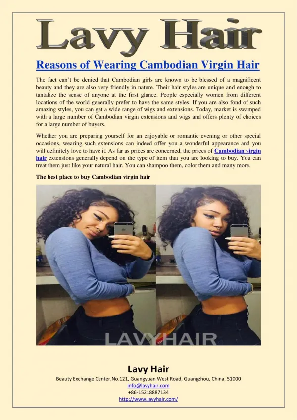 Reasons of Wearing Cambodian Virgin Hair