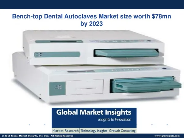 Bench-top Dental Autoclaves Market size worth $78mn by 2023