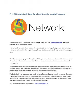 Free Gift Cards, Cash Back, Earn Free Rewards, Loyalty Programs - slide 1