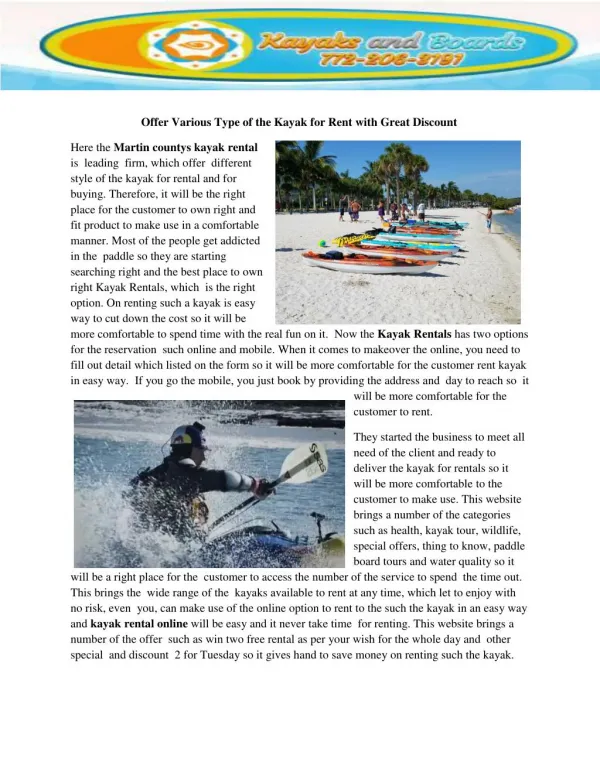 Martin countys kayak rental