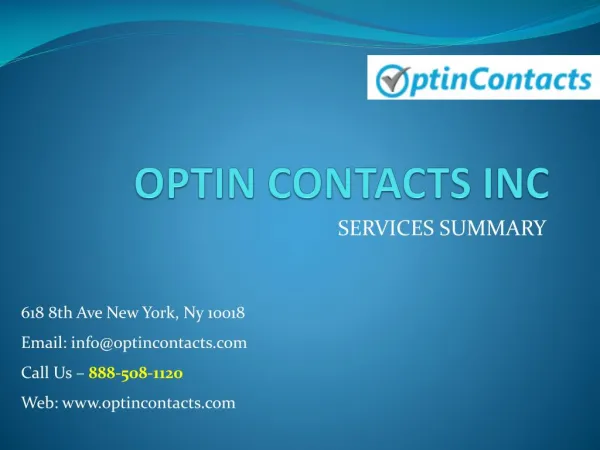 Optin Contacts Inc. Email Database Service