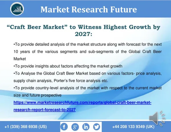 Craft Beer Market Development, Trend, Segmentation and Forecast to 2027.