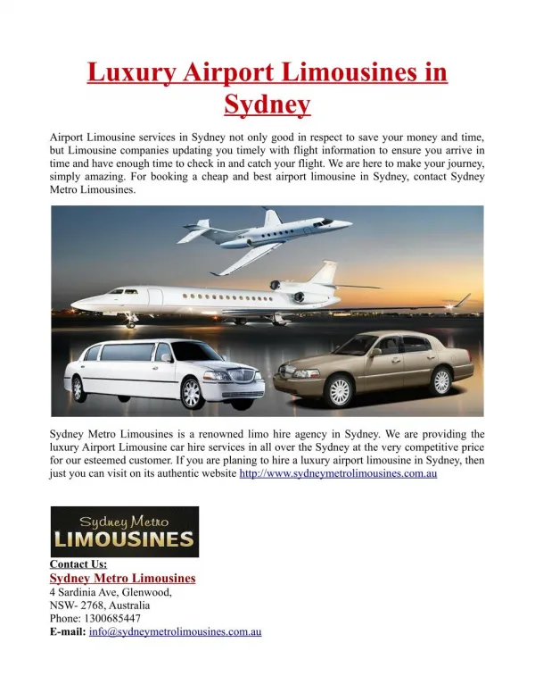 Luxury Airport Limousines in Sydney