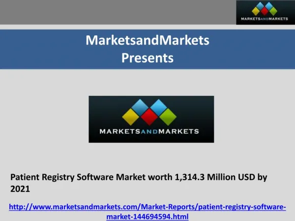 Patient Registry Software Market worth 1,314.3 Million USD by 2021