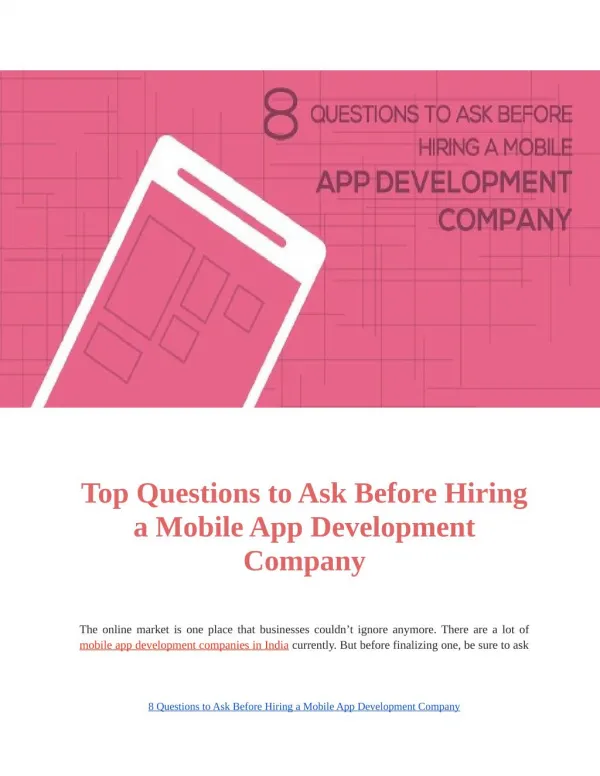 Top 8 Questions to Ask Before Hiring a Mobile App Development Company