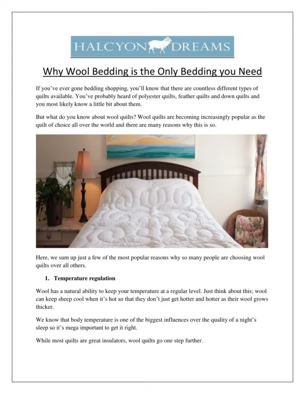 Why Wool Bedding is the Only Bedding you Need?