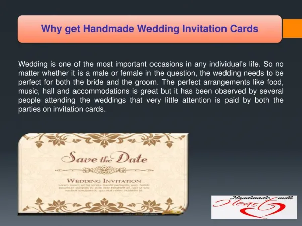 Why get Handmade Wedding Invitation Cards