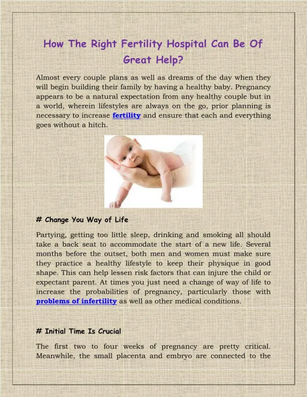 How The Right Fertility Hospital Can Be Of Great Help?