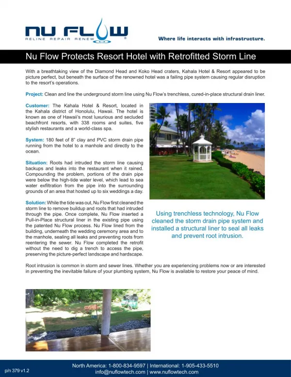 Nu Flow Protects Resort Hotel with Retrofitted Storm Line