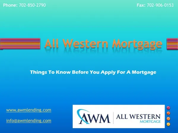 Mortgage application | All Western Mortgage