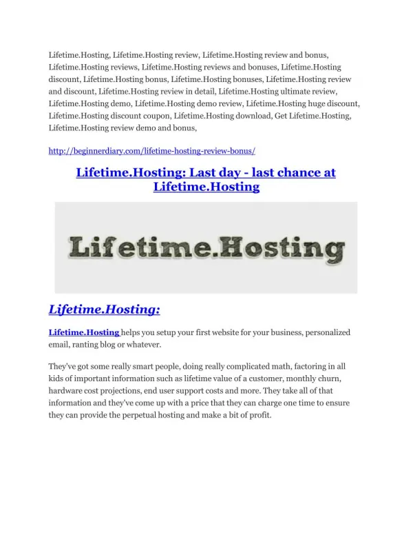 Lifetime.Hosting review - Lifetime.Hosting 100 bonus items