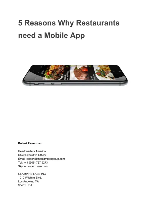 5 Reasons why any Restaurant need a Mobile On-Demand App today!