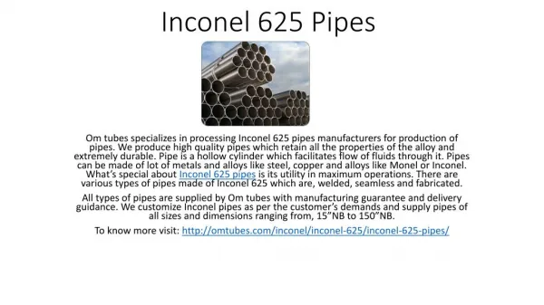 Inconel 625 Pipes