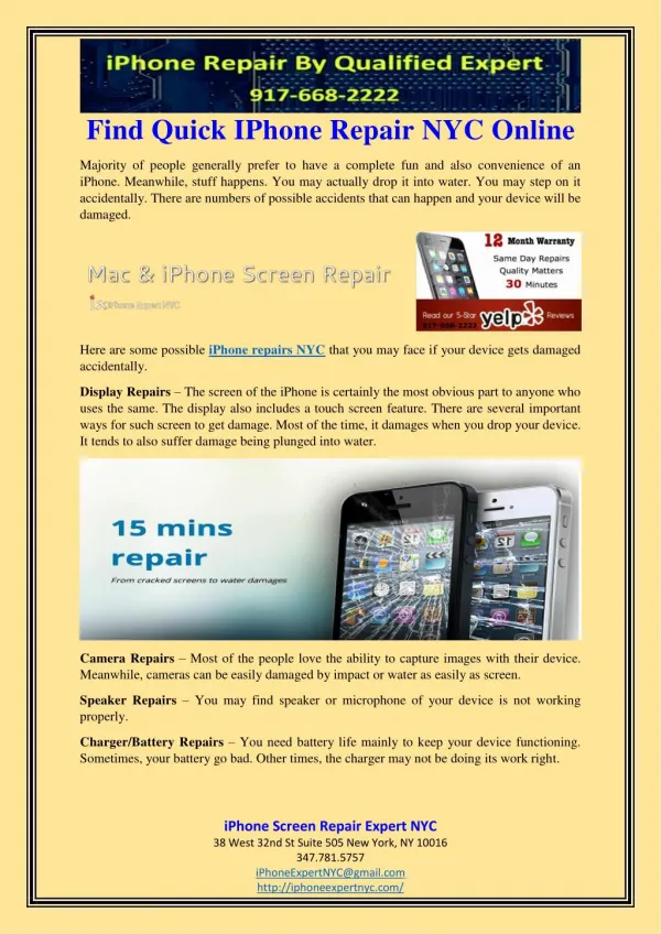 Find quick i phone repair nyc online