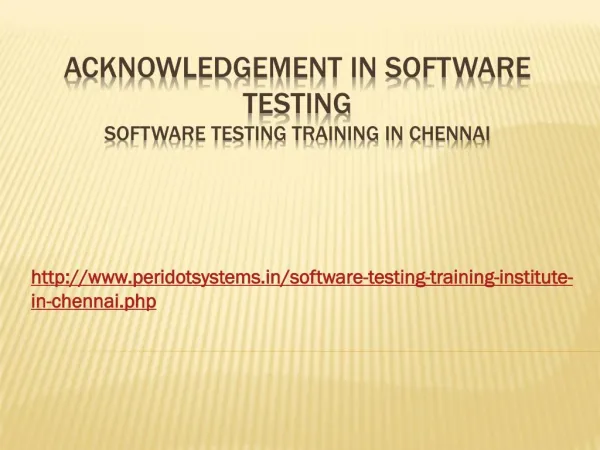 Software Testing training in chennai with placements support