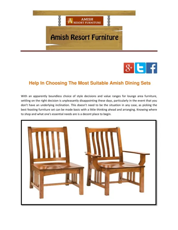 Help In Choosing The Most Suitable Amish Dining Sets