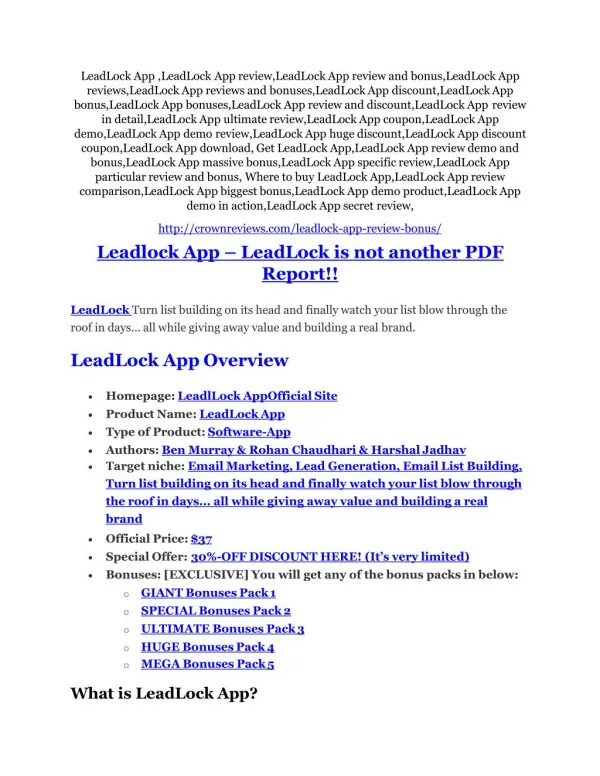 LeadLock App Review and (Free) GIANT $14,600 BONUS