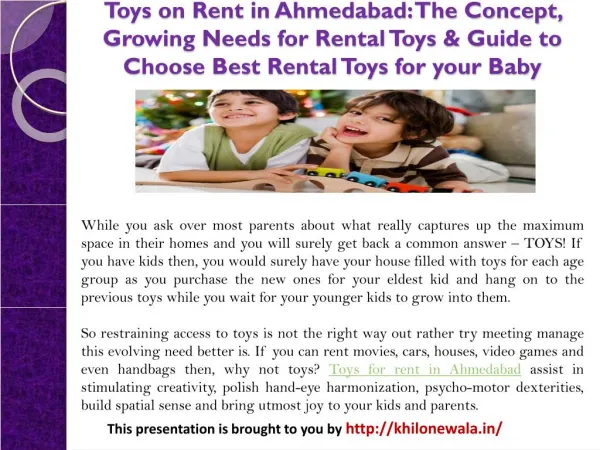 Toys on Rent in Ahmedabad: The Concept, Growing Needs for Rental Toys & Guide to Choose Best Rental Toys for your Baby