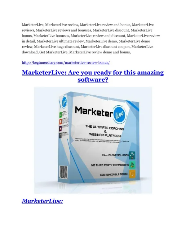 MarketerLive review demo & BIG bonuses pack