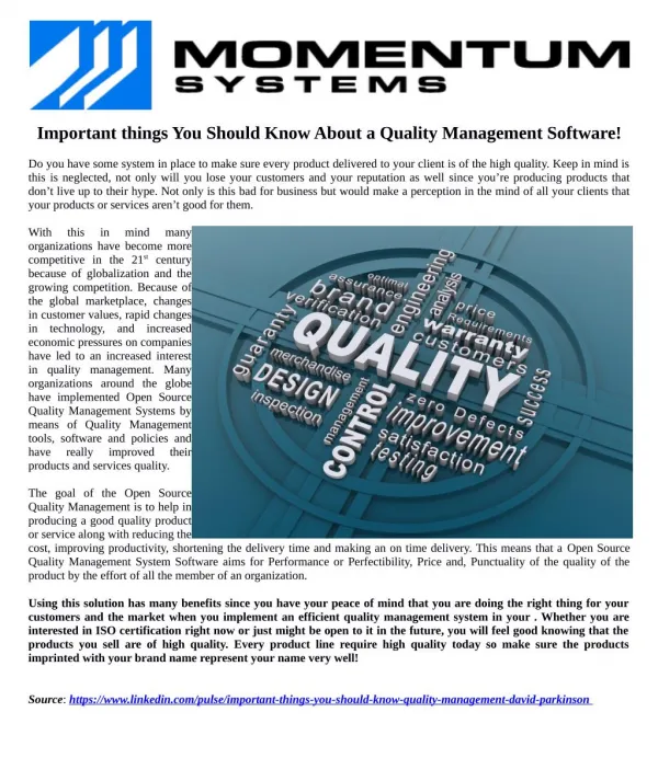 Important things You Should Know About a Quality Management Software!