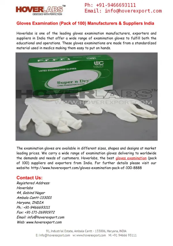 Gloves Examination (Pack of 100) Manufacturers India