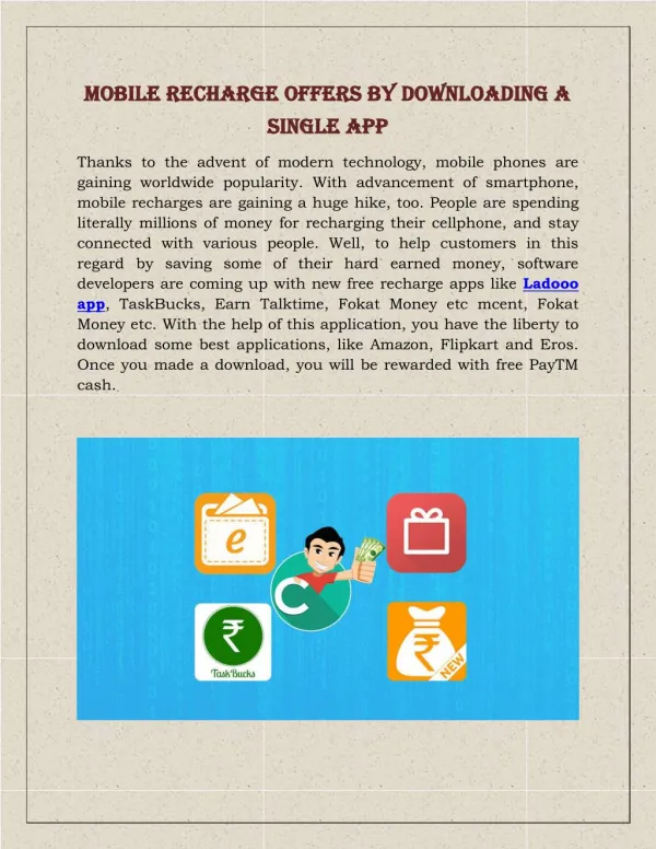 Mobile Recharge Offers By Downloading A Single App