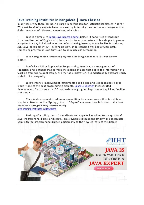 Java Training Institutes in Bangalore