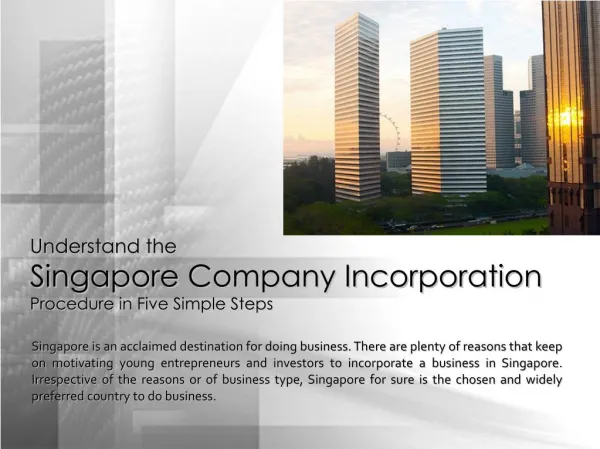 Understand the singapore company incorporation procedure in five simple steps