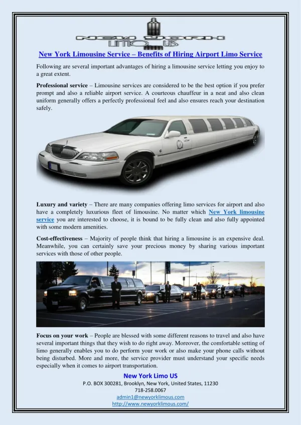 New York Limousine Service – Benefits of Hiring Airport Limo Service