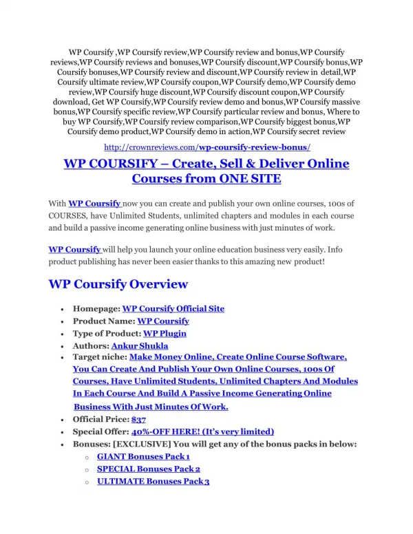 WP Coursify review & bonus - I was Shocked!