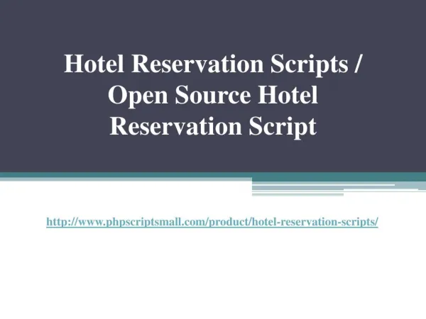 Hotel Reservation Scripts / Open Source Hotel Reservation Script