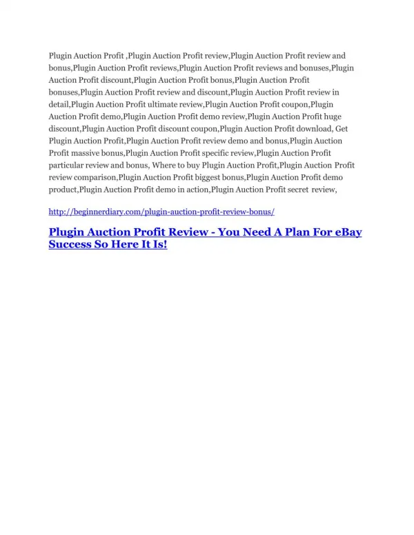 Plugin Auction Profit Review-(Free) bonus and discount