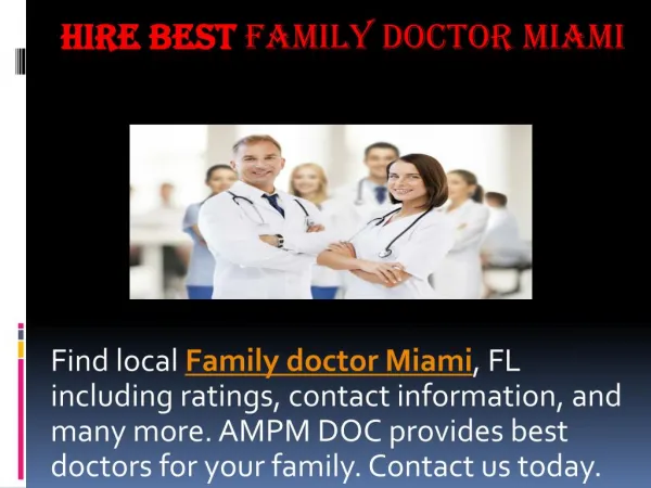 Hire family doctor in miami