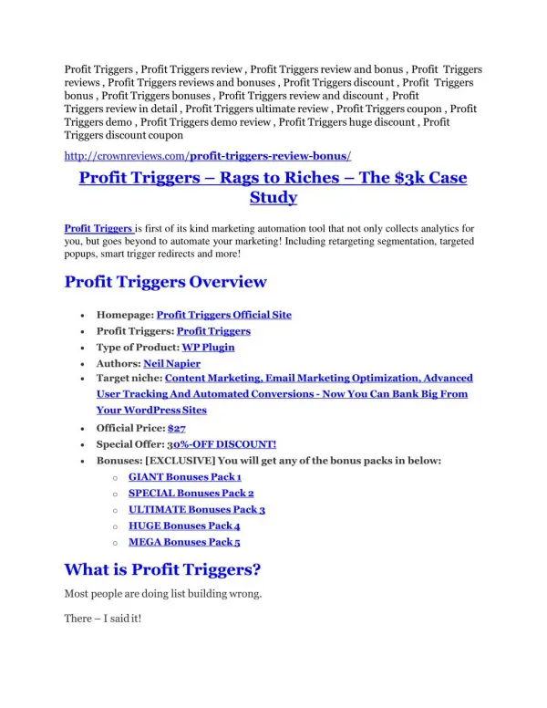 Profit Triggers review & Profit Triggers (Free) $26,700 bonuses