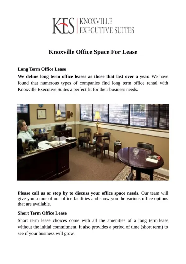 Short Term Office Space Rental