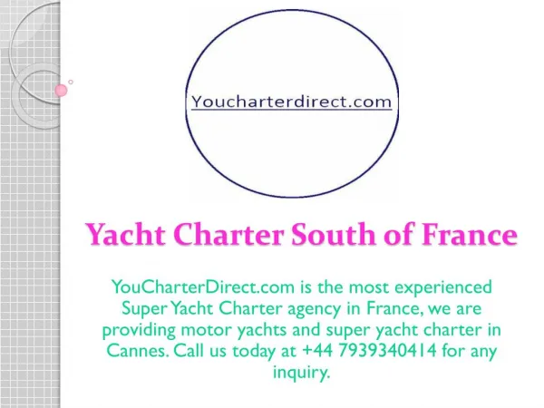 Yacht Charter South of France
