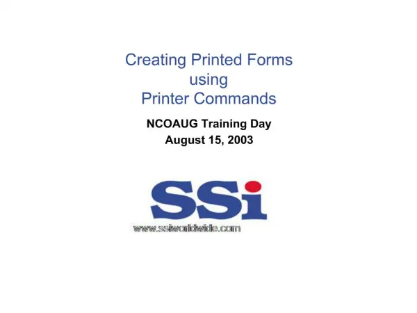Creating Printed Forms using Printer Commands