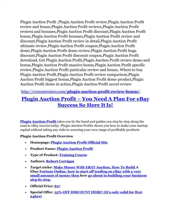 Plugin Auction Profits Review & Plugin Auction Profits $16,700 bonuses