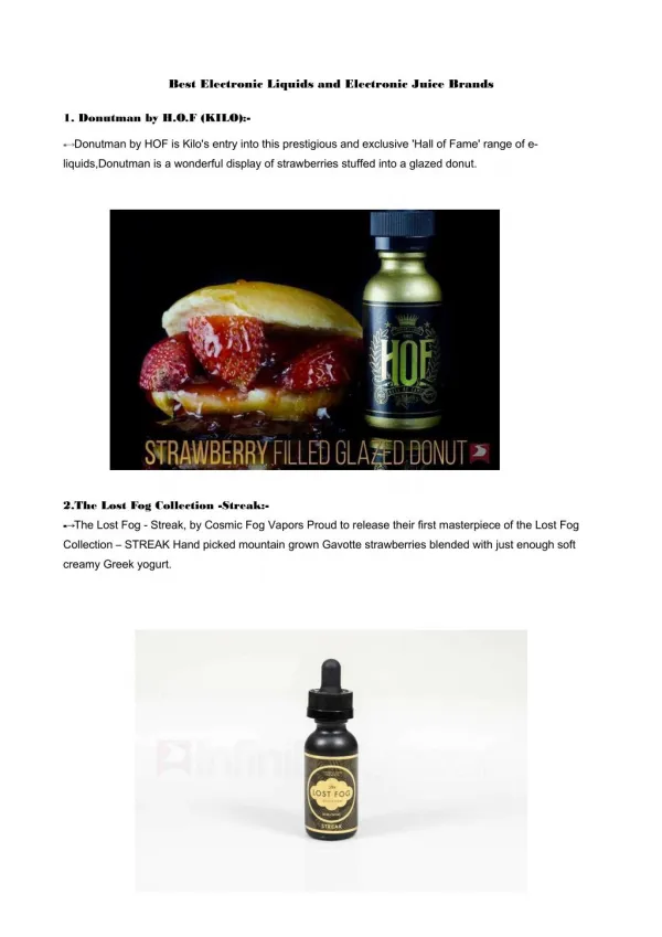 Best Electronic Liquid and Electronic Juice Brands