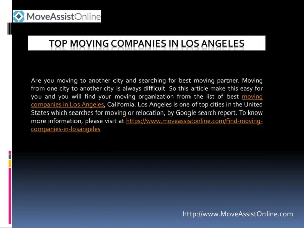 2016's Top Moving Companies in Los Angeles