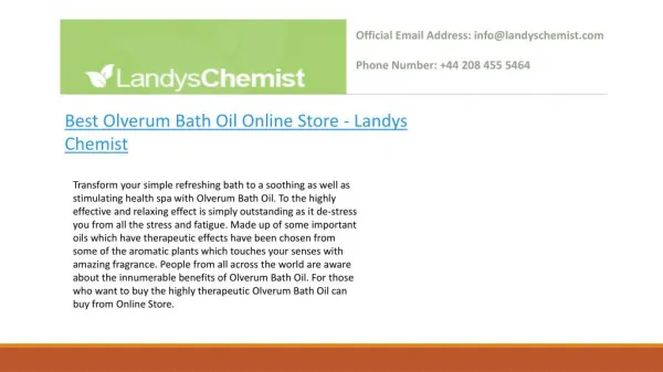 Best Olverum Bath Oil Online Store - Landys Chemist