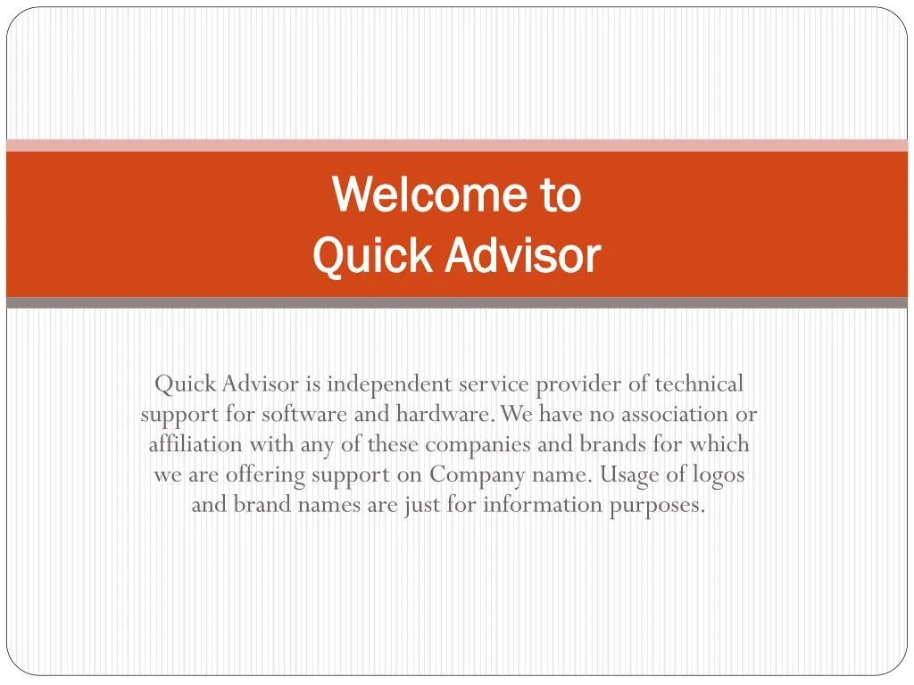 welcome to quick advisor