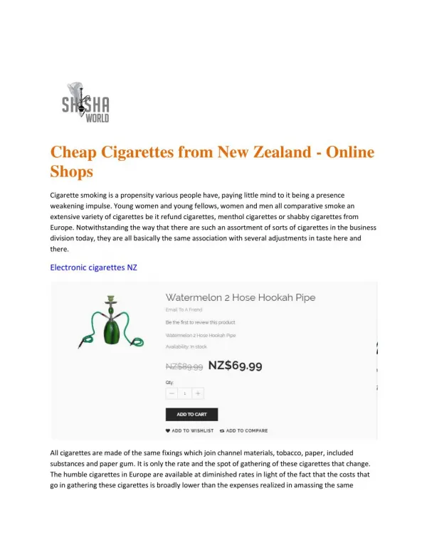 E cigarettes NZ